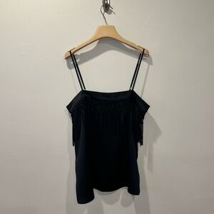 Cami NYC Black Silk Fringe Tank Top - S